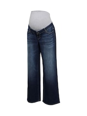 Mamalicious Blue Maternity Over Bump Wide Leg Jeans - Image 5 of 6