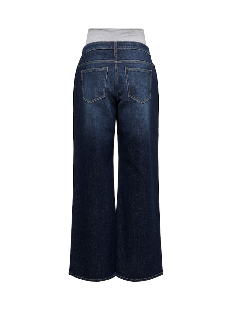 Mamalicious Blue Maternity Over Bump Wide Leg Jeans - Image 6 of 6 Mamalicious Blue Maternity Over Bump Wide Leg Jeans - Image 6 of 6