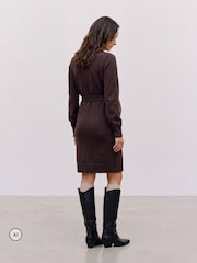 Mamalicious Brown Maternity Long Sleeve Knitted Belted Dress - Image 2 of 5