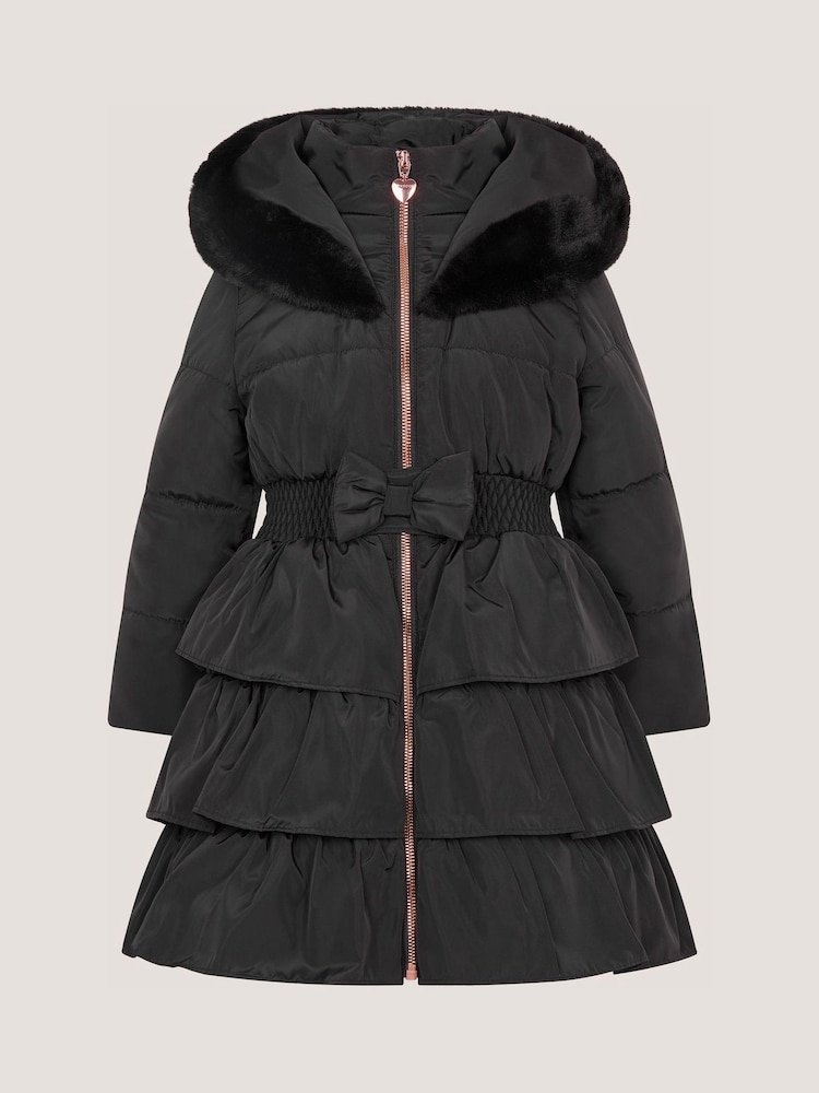 Itim - Monsoon Taylor Bow Hooded Puffer Coat - Larawan 1 ng 2