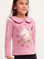 Monsoon Pink Unicorn Portrait Long Sleeve Top - Image 1 of 3
