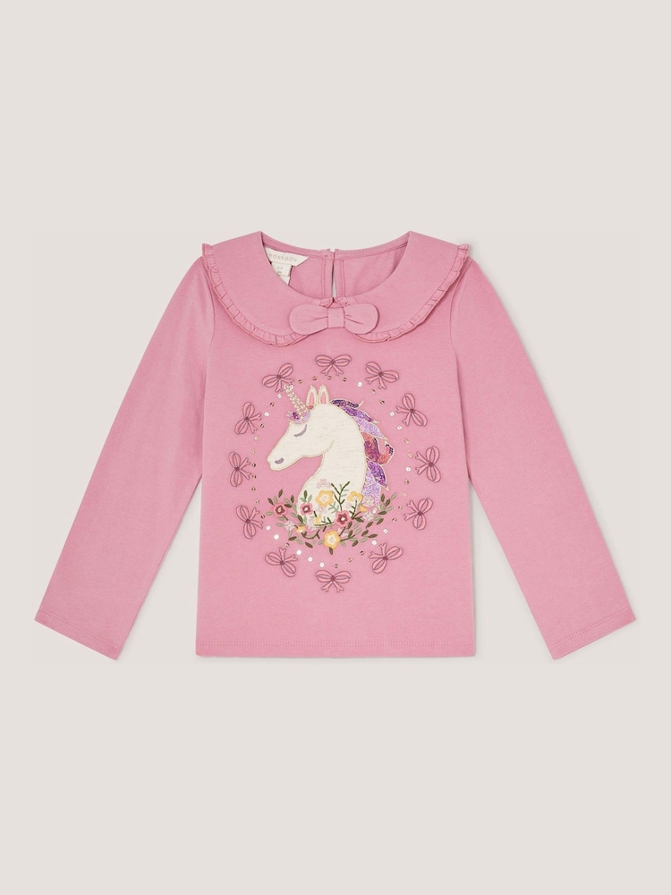 Monsoon Pink Unicorn Portrait Long Sleeve Top - Image 2 of 3 Monsoon Pink Unicorn Portrait Long Sleeve Top - Image 2 of 3