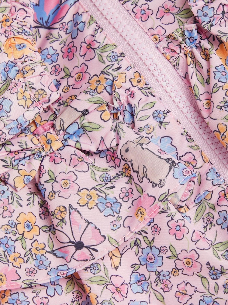 Monsoon Pink Baby Bunny Floral Print Raincoat - Image 2 of 2