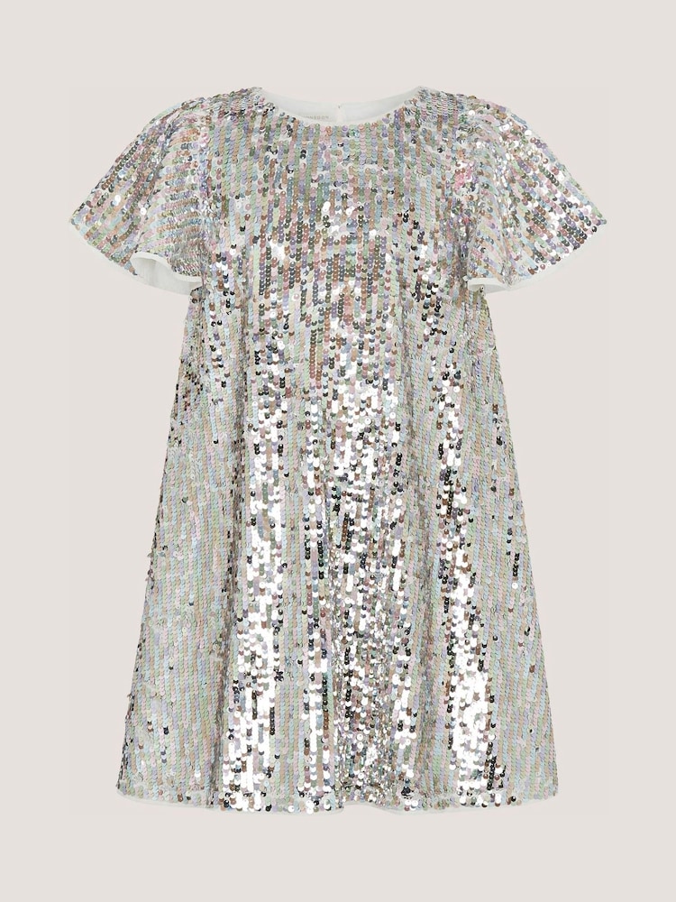 Monsoon Silver Rainbow Sequin Party Dress - Image 2 of 4 Monsoon Silver Rainbow Sequin Party Dress - Image 2 of 4