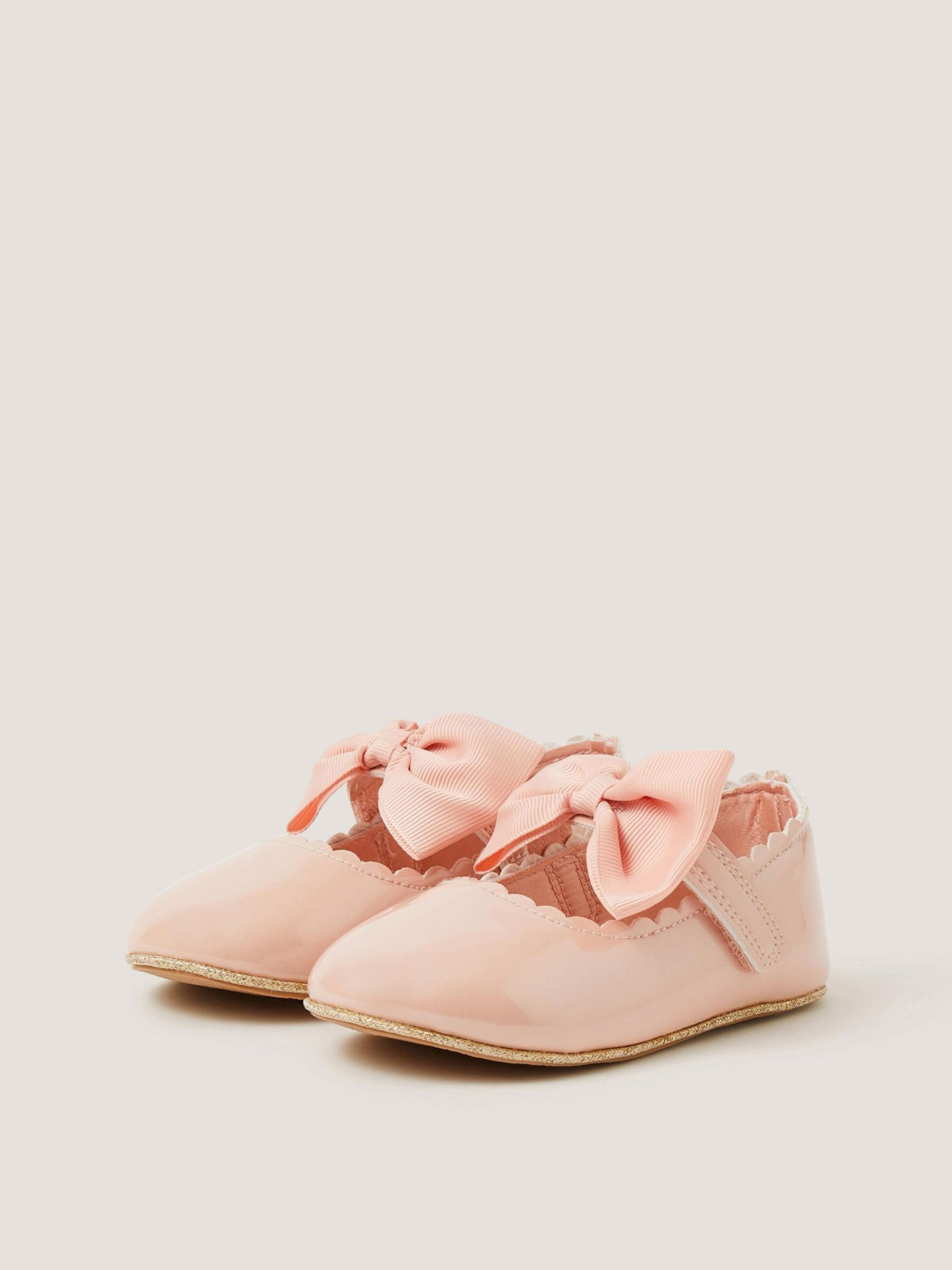 Monsoon Pink Baby Bow Patent Walker Shoes view 1