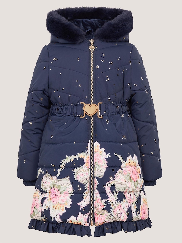 Monsoon Aurora Floral Print Puffer Coat - Larawan 1 ng 2