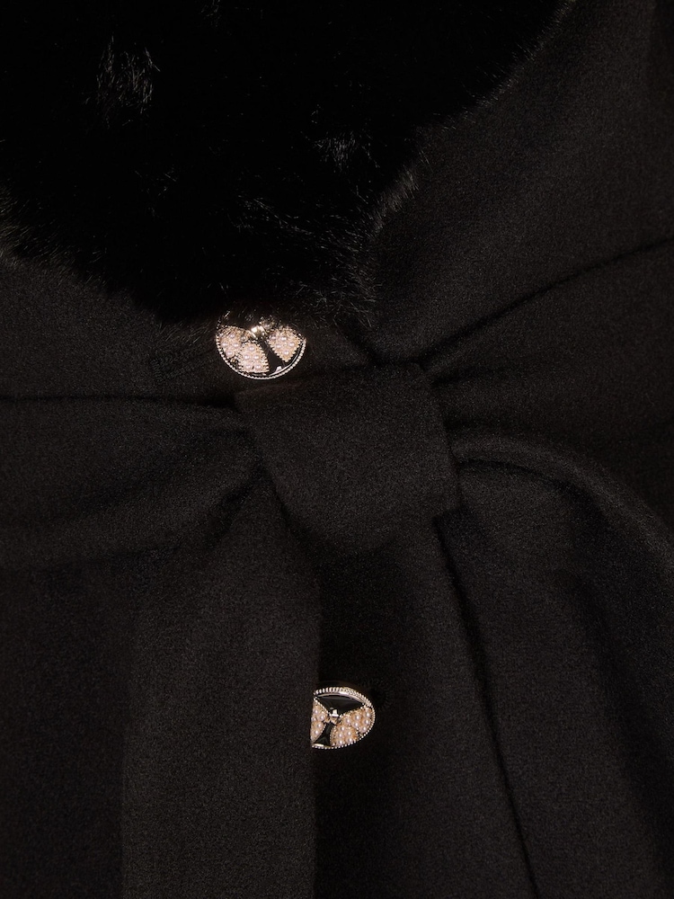 Monsoon Faux Fur Collar Belted Coat - 2şəkildən 2 şəkil