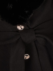 Monsoon Black Faux Fur Collar Belted Coat - Image 3 of 3