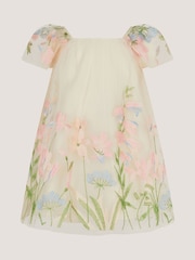 Monsoon White Baby Bryony Floral Embroidered Party Dress - Image 2 of 4