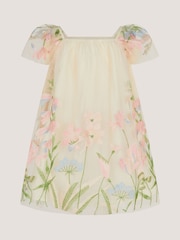 Monsoon White Baby Bryony Floral Embroidered Party Dress - Image 3 of 4