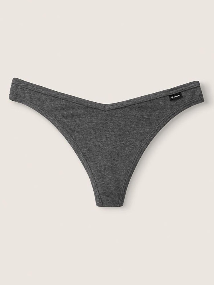 Victoria's Secret PINK Heather Dark Grey Cotton Thong Knickers - Image 1 of 1