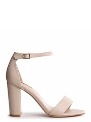 Linzi Cream PU Nelly Barely There Block Heel - Image 2 of 4