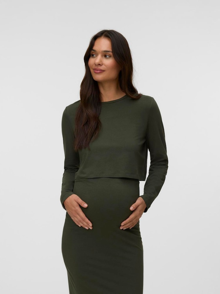 Mamalicious Green Maternity T-Shirt and Skirt Set - Image 1 of 3 Mamalicious Green Maternity T-Shirt and Skirt Set - Image 1 of 3