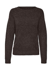 Шоколадты қоңыр - Vero Moda дөңгелек мойынға арналған жұмсақ сенсорлы тоқылған жемпір - 5суретінің 5 суреті