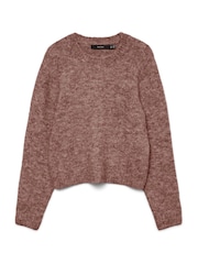 VERO MODA Taupe Brown Round Neck Cosy Knitted Jumper - Image 5 of 5