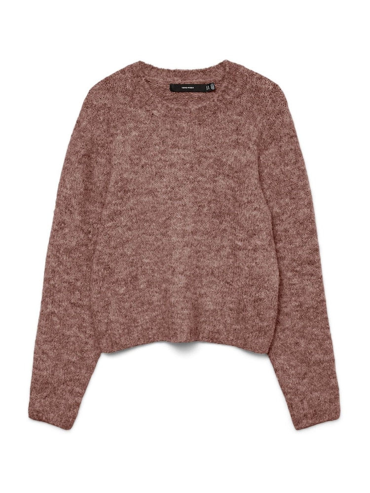 VERO MODA Taupe Brown Round Neck Cosy Knitted Jumper - Image 5 of 5 VERO MODA Taupe Brown Round Neck Cosy Knitted Jumper - Image 5 of 5