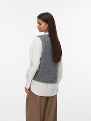 VERO MODA Grey Knitted Button Down Vest - Image 2 of 5