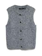 VERO MODA Grey Knitted Button Down Vest - Image 5 of 5