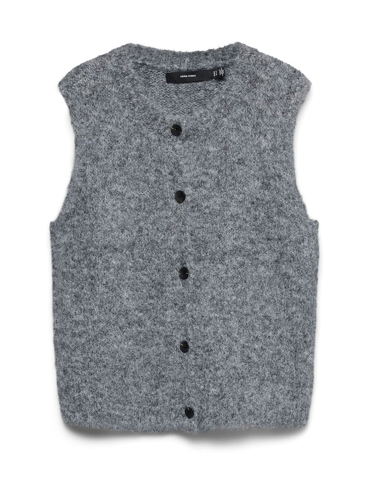VERO MODA Grey Knitted Button Down Vest - Image 5 of 5 VERO MODA Grey Knitted Button Down Vest - Image 5 of 5