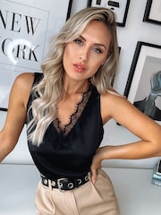 Lipsy Pure Black V Neck Cami Vest Top - Image 3 of 3