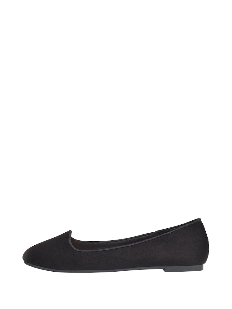Friends Like These Black Suedette Wide FIt Slipper Cut Ballet Pump - Image 5 of 5 Friends Like These Black Suedette Wide FIt Slipper Cut Ballet Pump - Image 5 of 5
