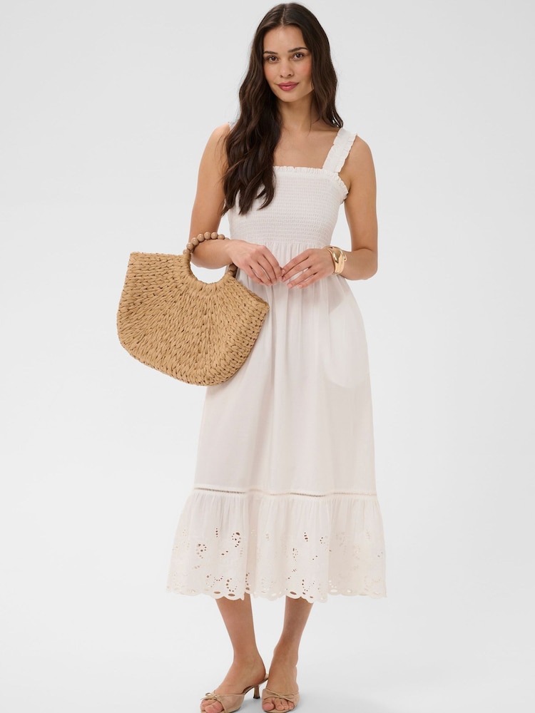 Kaffe White KAgertrud Eyelet-Hem Midi Dress - Image 2 of 6 Kaffe White KAgertrud Eyelet-Hem Midi Dress - Image 2 of 6