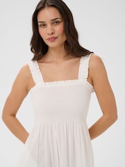 Kaffe White KAgertrud Eyelet-Hem Midi Dress - Image 3 of 6