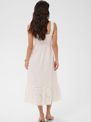 Kaffe White KAgertrud Eyelet-Hem Midi Dress - Image 4 of 6