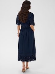 Kaffe Blue KAgertrud Embroidered Hem Midi Skirt - Image 2 of 6