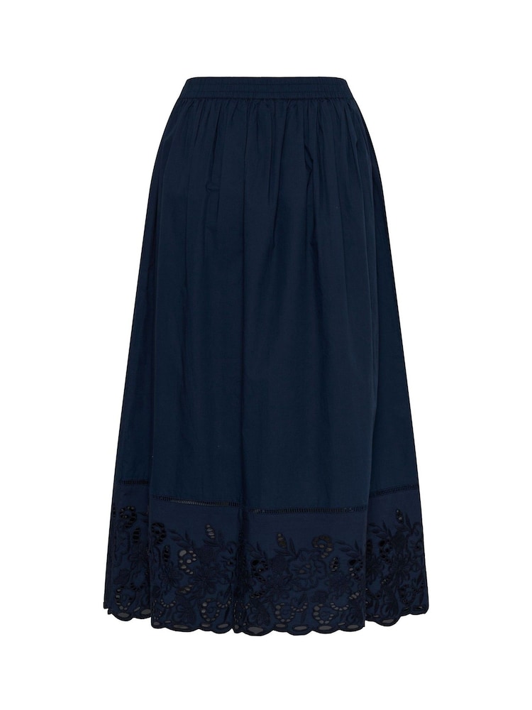 Kaffe Blue KAgertrud Embroidered Hem Midi Skirt - Image 6 of 6 Kaffe Blue KAgertrud Embroidered Hem Midi Skirt - Image 6 of 6