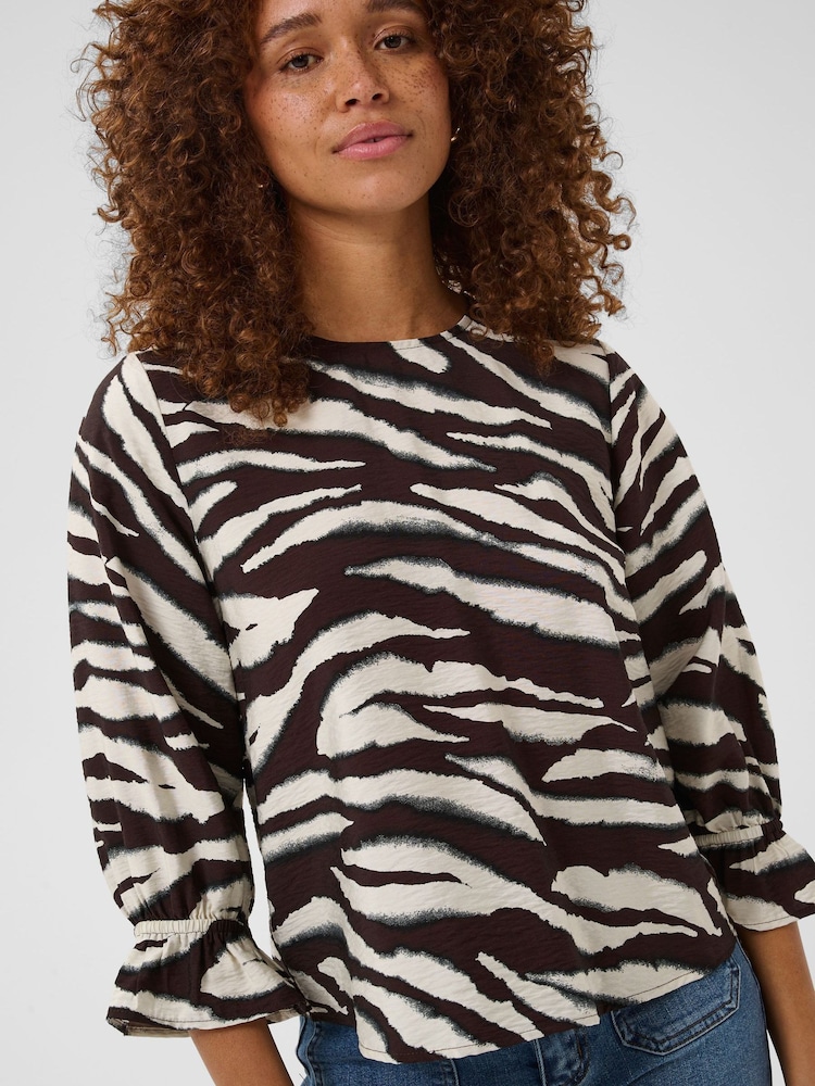 Kaffe Brown Kaviky 3/4 Sleeve Blouse - Image 2 of 8 Kaffe Brown Kaviky 3/4 Sleeve Blouse - Image 2 of 8