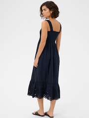 Kaffe Blue KAgertrud Eyelet-Hem Midi Dress - Image 2 of 5