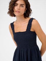 Kaffe Blue KAgertrud Eyelet-Hem Midi Dress - Image 3 of 5