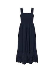 Kaffe Blue KAgertrud Eyelet-Hem Midi Dress - Image 4 of 5