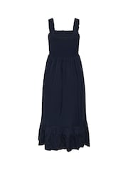 Kaffe Blue KAgertrud Eyelet-Hem Midi Dress - Image 5 of 5