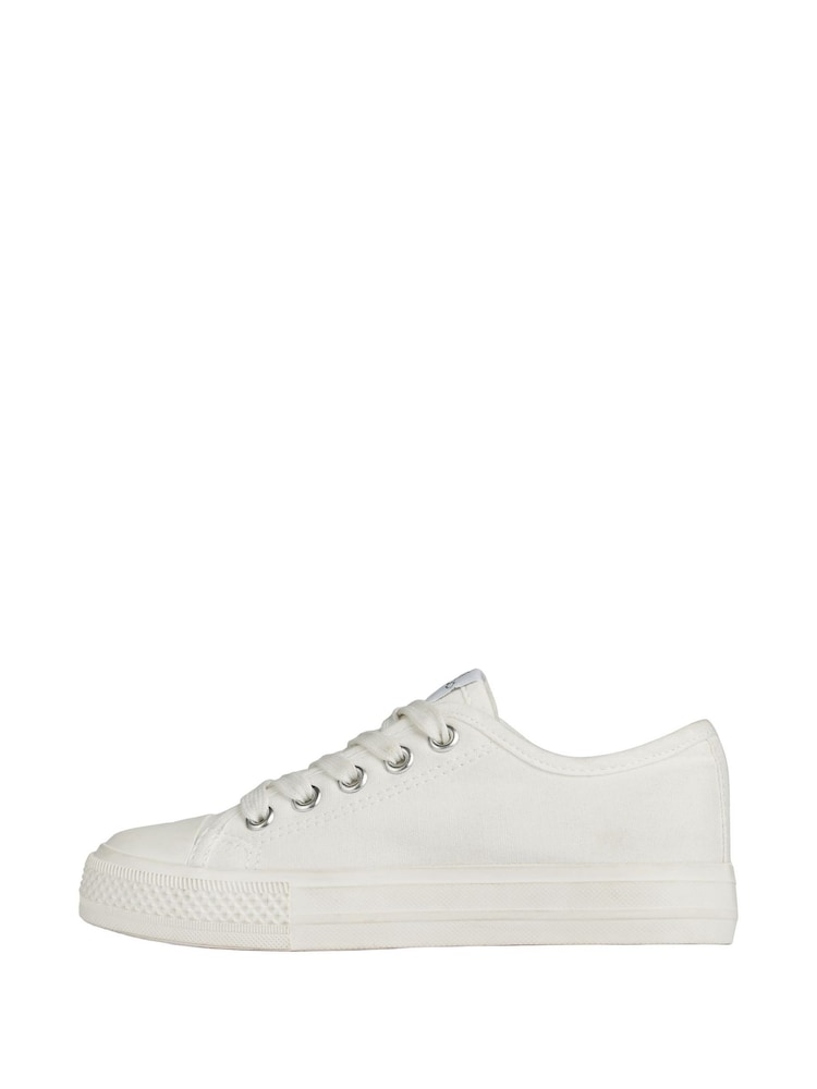 Lipsy White Regular Fit Low Top Lace Up Canvas Trainer - Image 5 of 5