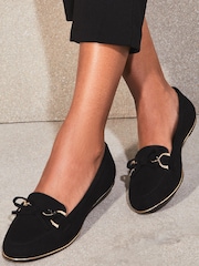 Lipsy Black Standard Fit Bow Chain Loafer - Image 1 of 4