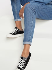 Lipsy Black Canvas Regular Fit Low Top Lace Up Canvas Trainer - Image 2 of 4