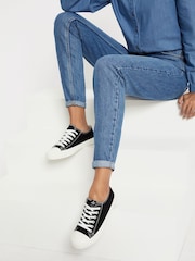 Lipsy Black Canvas Regular Fit Low Top Lace Up Canvas Trainer - Image 3 of 4