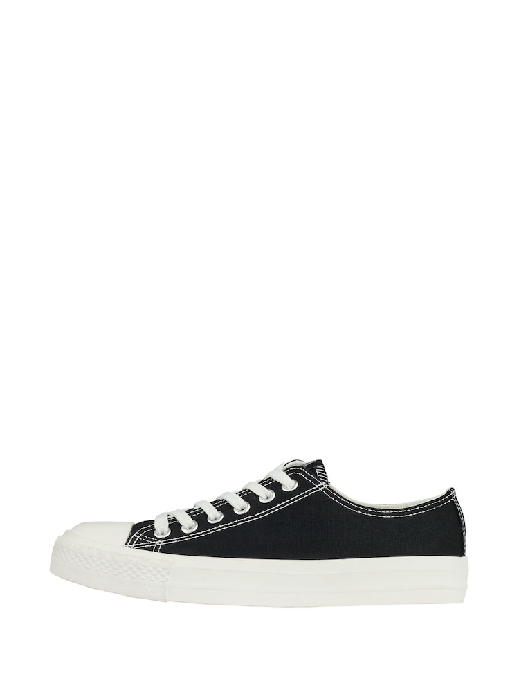 Lipsy Black Canvas Regular Fit Low Top Lace Up Canvas Trainer - Image 4 of 4