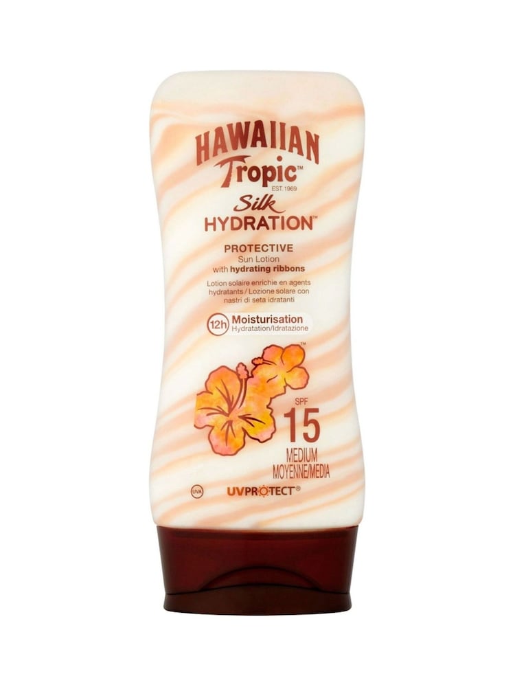 Hawaiian Tropic Silk Hydration Protective Sun Lotion with Hydrating Ribbons SPF 15 180ml - Image 1 of 1 Hawaiian Tropic Silk Hydration Protective Sun Lotion with Hydrating Ribbons SPF 15 180ml - Image 1 of 1