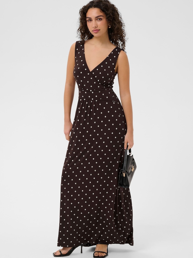 Kaffe Brown KAbella V-Neck Sleeveless Maxi Dress - Image 1 of 7 Kaffe Brown KAbella V-Neck Sleeveless Maxi Dress - Image 1 of 7