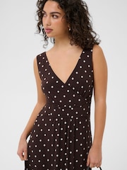 Kaffe Brown KAbella V-Neck Sleeveless Maxi Dress - Image 4 of 7