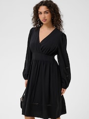 Kaffe Black V-Neck Midi Dress - Image 1 of 7
