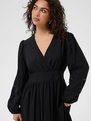 Kaffe Black V-Neck Midi Dress - Image 3 of 7