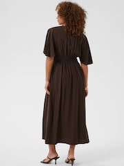 Kaffe Brown KAsirena V-Neck Midi Dress - Image 2 of 7