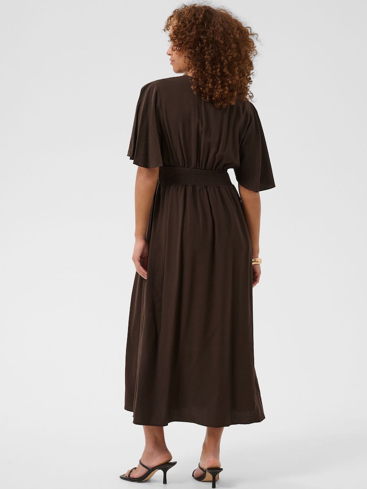 Kaffe Brown KAsirena V-Neck Midi Dress - Image 2 of 7 Kaffe Brown KAsirena V-Neck Midi Dress - Image 2 of 7