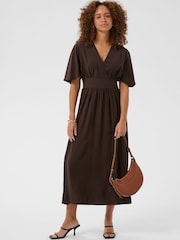 Kaffe Brown KAsirena V-Neck Midi Dress - Image 3 of 7