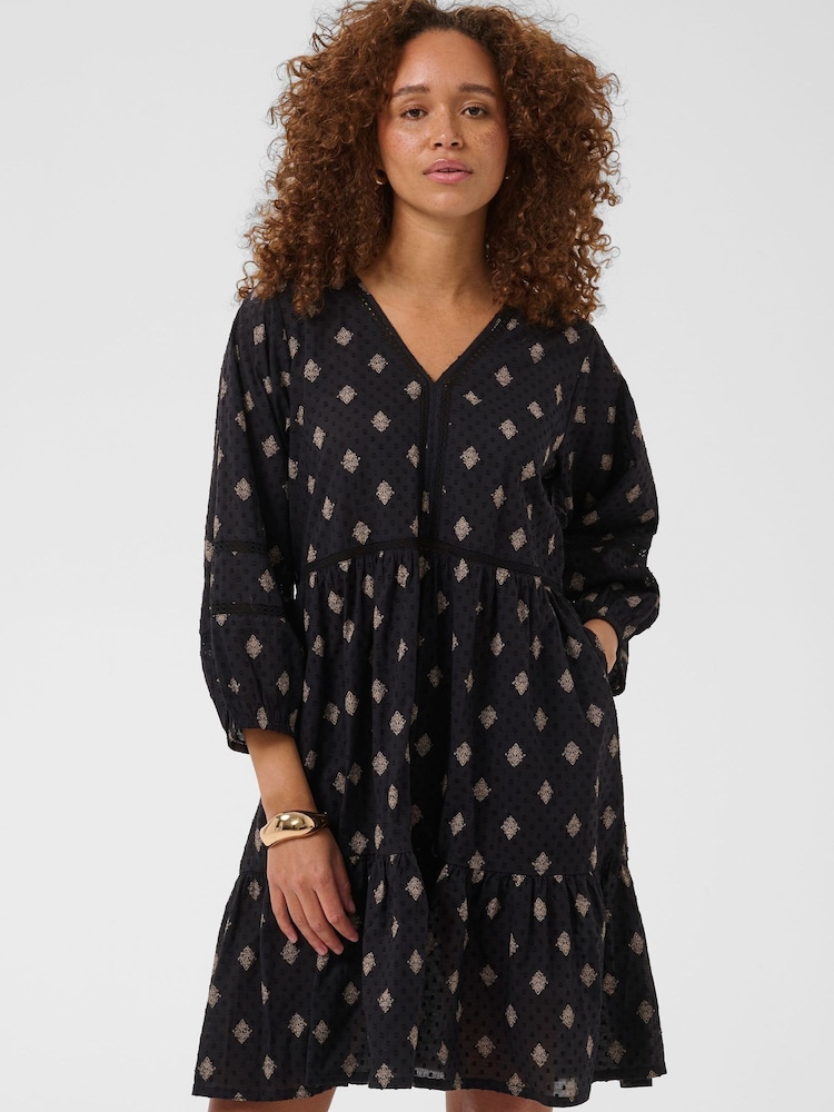 Kaffe Black Kawila V-Neck Dress - Image 2 of 7 Kaffe Black Kawila V-Neck Dress - Image 2 of 7