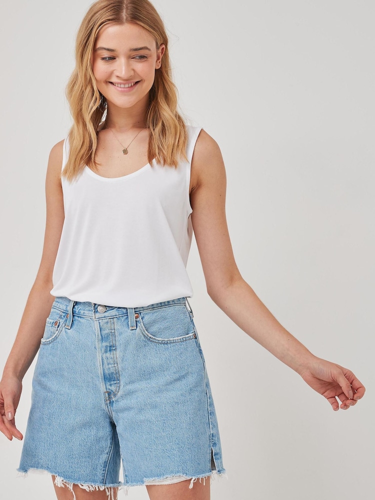 Weiß - Pieces Trägertop aus Tencel® mit rundem Ausschnitt - Bild 1 von 1